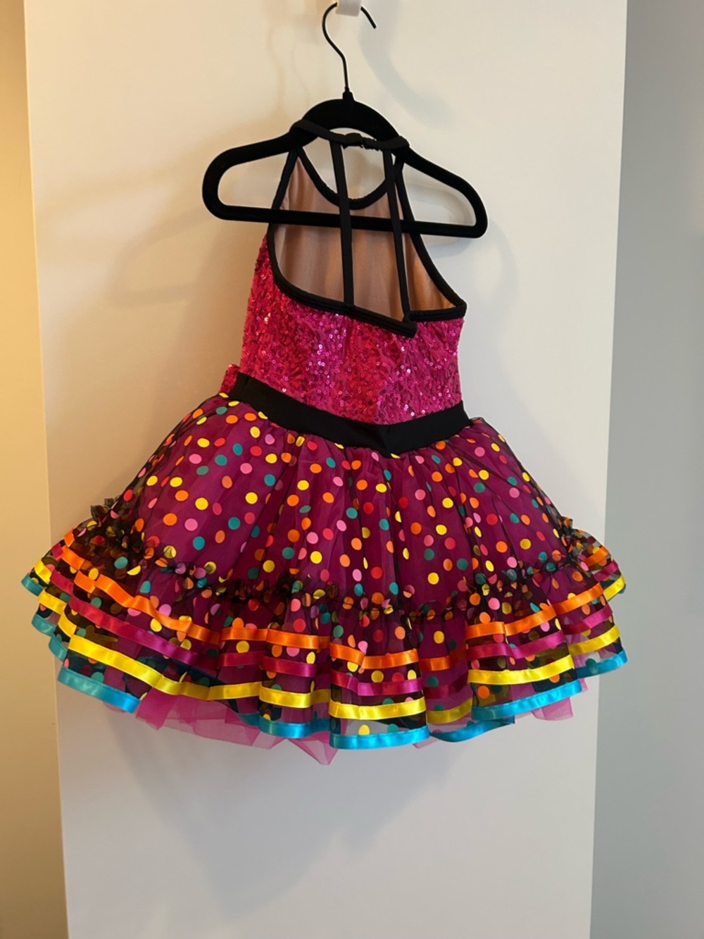 Revolution Hot Pink Sequin Polka Dot Performance Tutu Dance Dress - Size SC - Picture 9 of 14